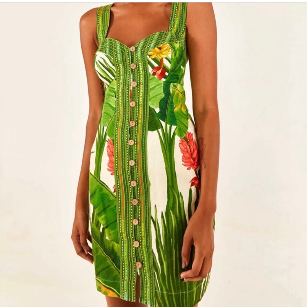 FARM Rio Fresh Forest Scarf Dress, Size Small - Picture 3 of 6